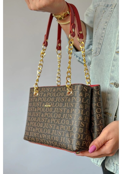 Just Polo Kadın Kahverengi Kırmızı El Ve Omuz Çantası Kahverengi - Kırmızı