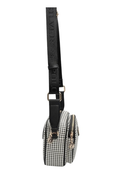 Silver & Polo Silver Polo Siyah - Siyah Kaz Ayağı Ekose Kadın Çapraz Çanta Sp1111