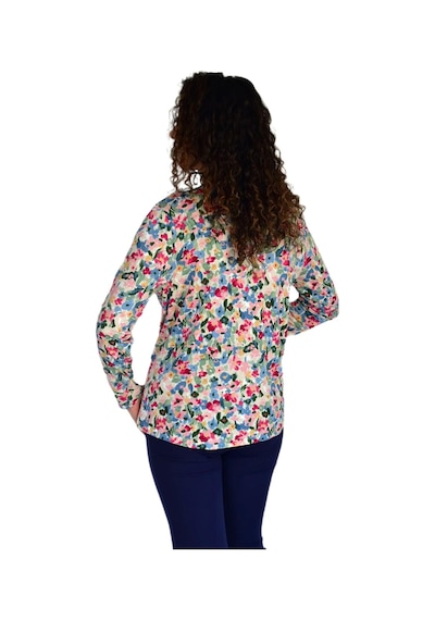 Kadın Çiçek Baskılı Düğmeli Viscon Bluz Bgl-st04275 Pembe