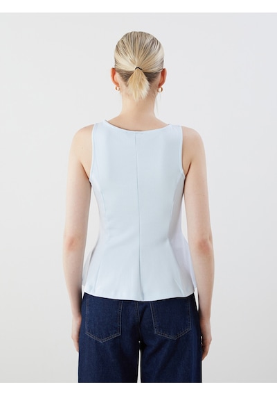 Lcw Vision Mavi Kayık Yaka Peplum Bluz