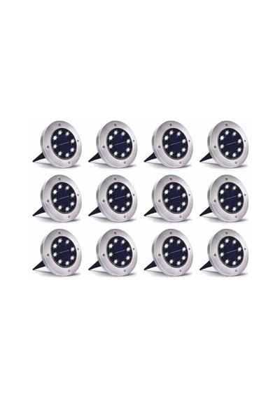 12'li 3w Solar Güneş Enerjili Kazıklı Çim & Bahçe Aydınlatma,paslanmaz Inox, Ip65 Beyaz Işık