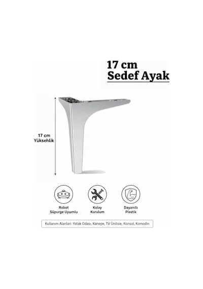 Sedef 17 Cm Krom Mobilya Kanepe Sehpa Tv Ünitesi Koltuk Ve Konsol Ayağı Krom