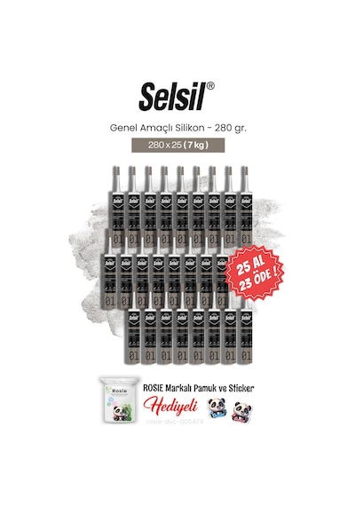 Selsil 280 Gr 25 Al 23 Öde Genel Amaçlı Silikon Ve Rosie Pamuk