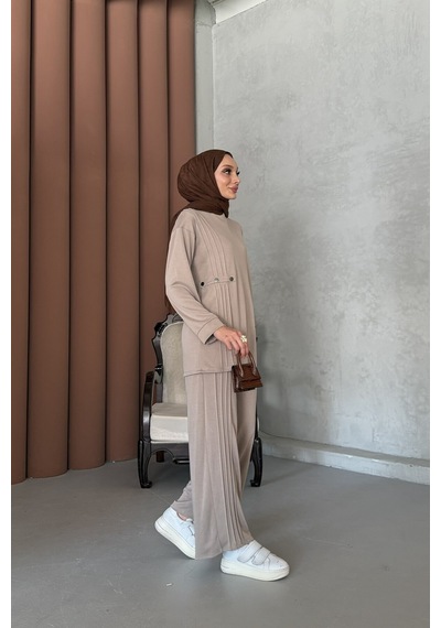 Riella Butik Ravel Tesettür Takım Vizon