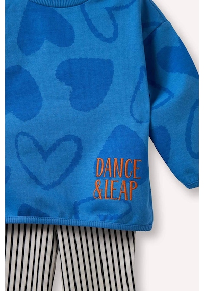 Defacto Kalpli Sweatshırt Çizili Alt 2li Takım Kız Bebek H1240a526smbe277 Mavi-be277