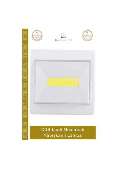Lamba Cob Led Beyaz Işık Tasarruflu Taşınabilir Pilli Duvar Dolap Mıknatıslı Yapışkanlı Lamba - 1 A