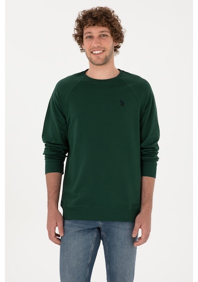 U.S. Polo Assn. Erkek Regular Fit Bisiklet Yaka Koyu Yeşil İnce Basic Sweatshirt 50313752-VR079