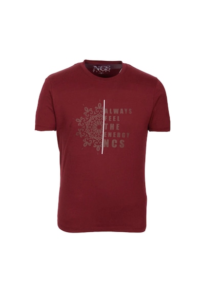 Erkek Tişört Bisiklet Yaka Bordo Slim Fit Desenli T-shirt Ncs Jeans 1203-bordo Bordo