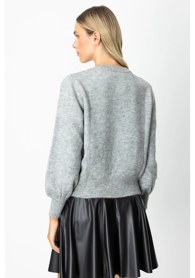 On Fashion Kadın İncili Baklava Desenli Gri Kazak 63316 Gri