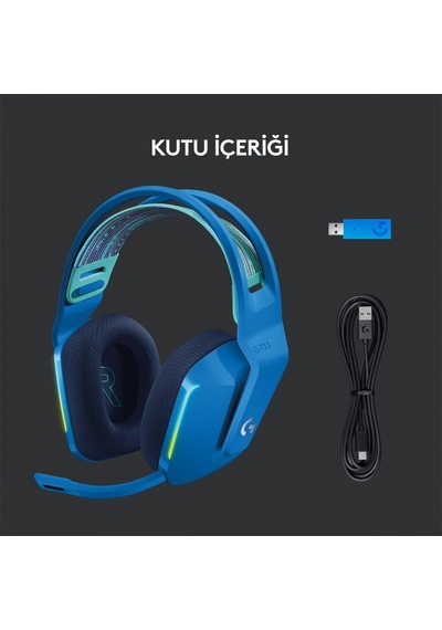 LOGITECH G G733 LIGHTSPEED KABLOSUZ RGB OYUN  U KULAKLIĞI MAVİ 98