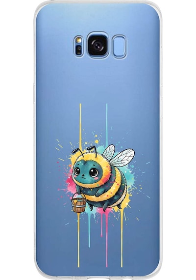 Samsung Galaxy S8 Plus İle Uyumlu Splash Arı Tasarımlı Şeffaf Silikon Kılıf Şeffaf