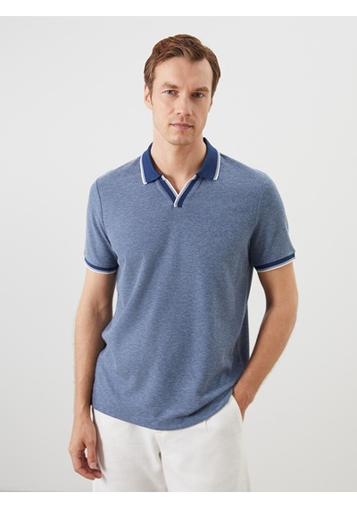 Lcwaıkıkı Classic İndigo Polo Yaka Desenli Erkek Tişört