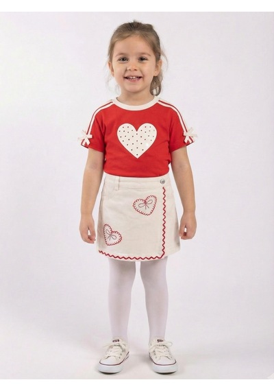 Xo Kids Kız Çocuk 3lü Alt Üst Kombin Takmı 1-4 Yaş Set0482 Krem