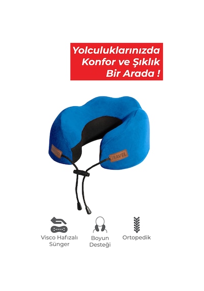 Viscofoam Cosy Ortopedik Seyahat Yastığı Visco Boyun Destekli Seyahat Yastığı - Mavi | Ergo Travel