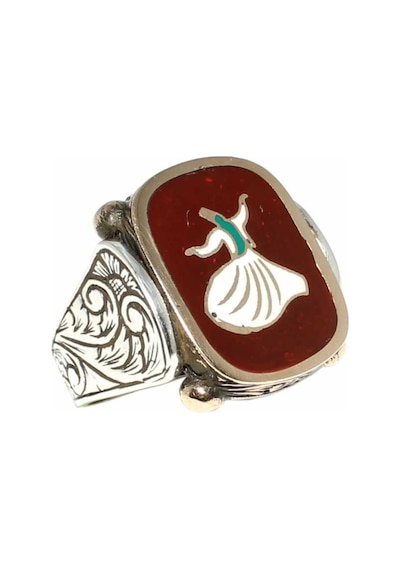 925 Ayar Gümüş Bronz Karışımı Mevlana Figürlü Erkek Yüzük