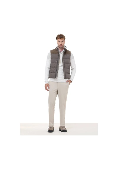 Kip Vizon Regular Fit Dik Yaka Casual Dokuma Spor Yelek Vizon