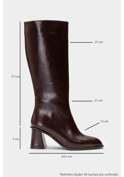 Luvishoes Luvi Shoes Paradis Bordo Cilt Kadın Kalın Topuklu Çizme Bordo