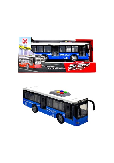 1:16 Ölçekli Işıklı Ve Sesli Şehir Otobüsü City Series Oyuncak Mavi