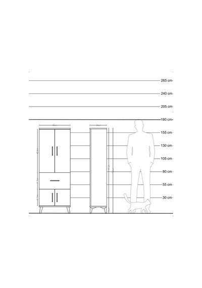 Arges Dolap 3 Raflı Tek Çekmeceli 4 Kapaklı 60x30x163 Çam-çam Çam