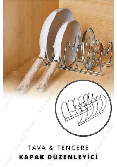 Stile Cucina Tava Ve Tencere Kapağı Düzenleyici, Mutfak Dolabı Organizeri, 300 X 150 X 130 Mm