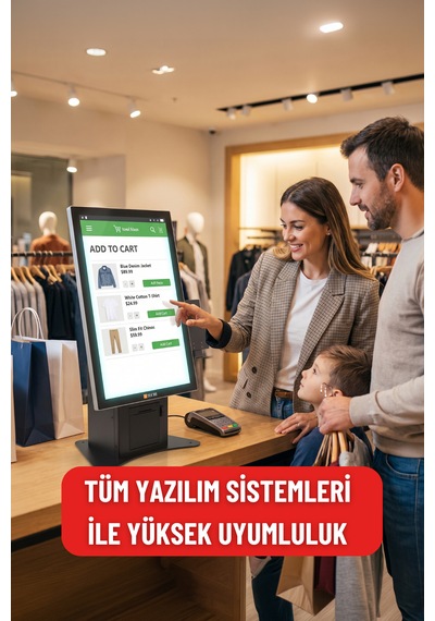 21,5 Inç Masaüstü Ödeme Kiosku Android Fhd Dokunmatik Ekran Yazıcılı