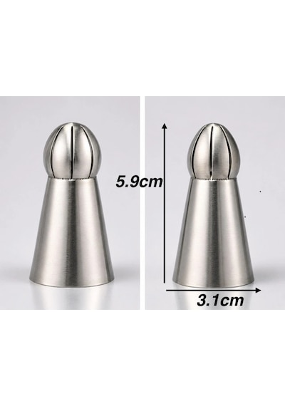 5'li Profesyonel Rus Top Duy Ucu Seti 5.9 Cm Büyük Boy Paslanmaz Çelik Krema Sıkma Ve Fırfır Uçları Krem