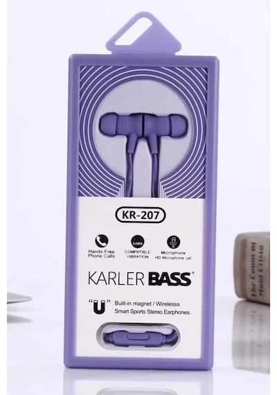 Karler Bass Kr-207 Mıknatıslı Kablolu Kulaklık - Mor