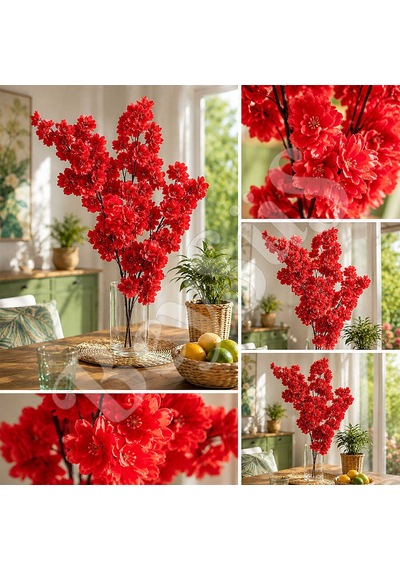 Yapay Çiçek Bahar Dalı 90 Cm Kırmızı