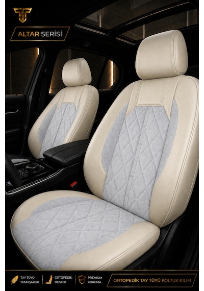 Fiat Egea Cross 2020+ Uyumlu Altar Serisi Tay Tüyü Bej Premium Koltuk Kılıfı