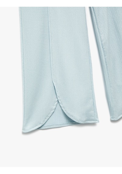 Koton Beli Lastikli Bürümcük Geniş Paça Pantolon Mavi 5skg40041ak Mavi