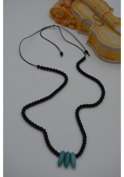 Stoneage Jewellery Amazonit Ve Oniks Taşlı Metalsiz Şifa  Kolyesi Gümüş