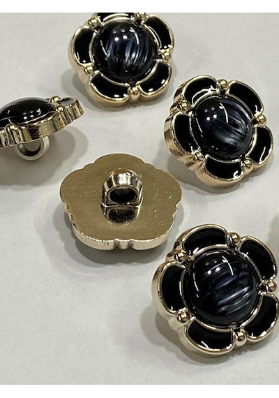 Papatya Düğme/ Papatya Sedefli Model / Siyah / 6 Lı Set / 2 Cm