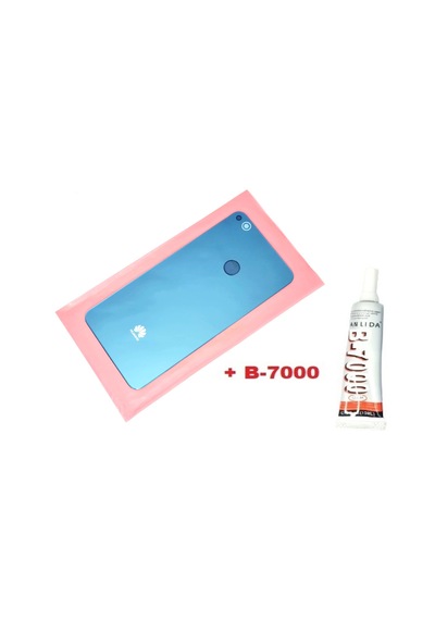 Tkgz - P9 Lite 2017 Arka Pil Batarya Kapağı Cam+b-7000 Mavi