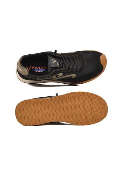 Voyager Siyah Bağcıklı Hafızalı Rahat Tabanlı Retro Erkek Casual Ayakkabı Sneaker E472 M