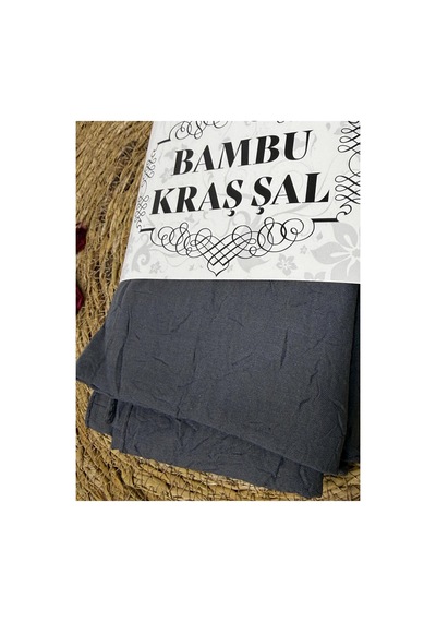 Flora Tekstil Bambu Kraş Şal Modeli - Ütü Gerektirmeyen Koyu Gri