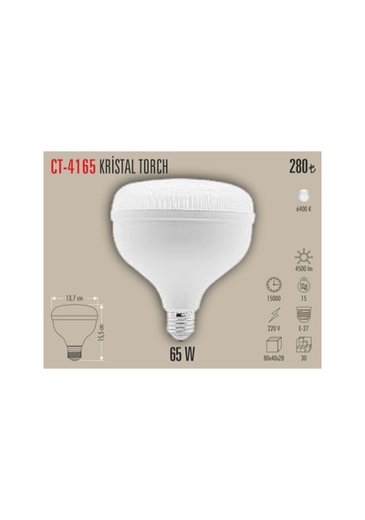 Ct-4165 Kristal Torch Led Ampül Beyaz 5 Adet