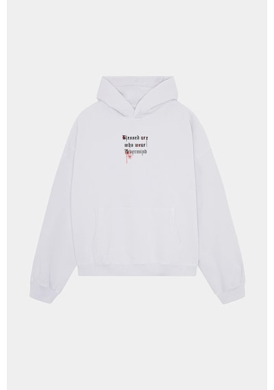 Unisex Oversize Hoodie - Blessed Are Who Wear Tasarım Sweatshirt Beyaz