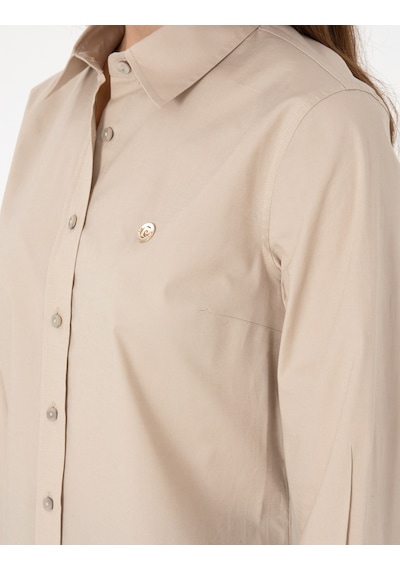 Pierre Cardin Kadın Kum Gömlek Desenli 50313589-vr085 Kum