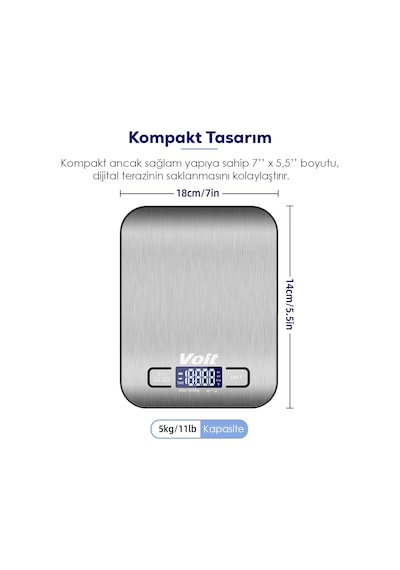 Voit Sc20 Hassas Mutfak Terazisi-lcd Ekranlı Dijital Tartı