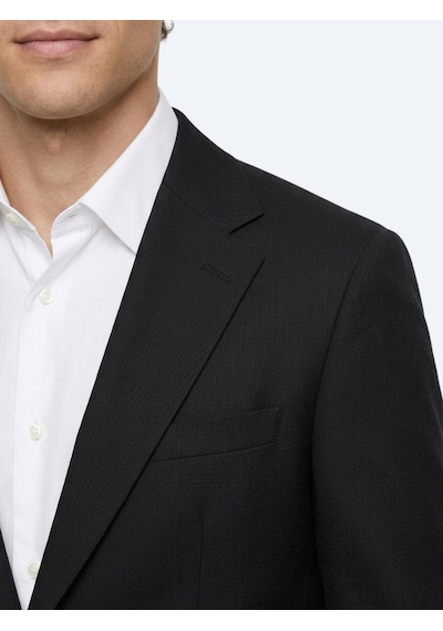 Kip Siyah Çizgili Modern Fit Pamuk Karışımlı Örme Takım Elbise