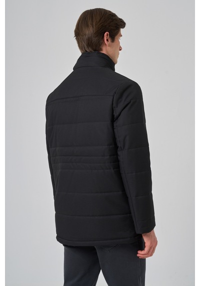Morven Erkek Siyah Polyester Çıtçıtlı Kapüşonlu Mont 25ks024007001 Siyah Siyah