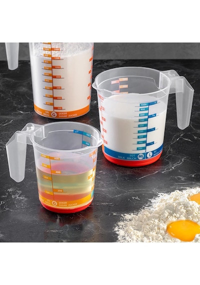 1000 Ml Saplı Plastik Dereceli Renkli Ölçü Kabı - Al4693
