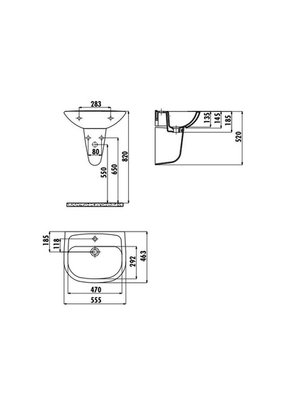Creavit Pitta 45 x 55 CM Batarya Delikli Lavabo +Sedef Yarım Ayak