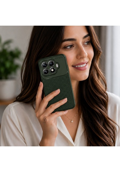 Xiaomi Mi 17t Uyumlu Kılıf Karbon Tasarım Kamera Korumalı Silikon Telefon Kılıfı Kapak Koyu Yeşil