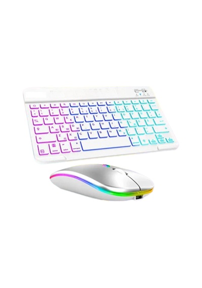 Mey Najmaddin Çoklu Cihaz Uyumlu Kablosuz Klavye Mouse Seti Aydınlatmalı Najmaddin