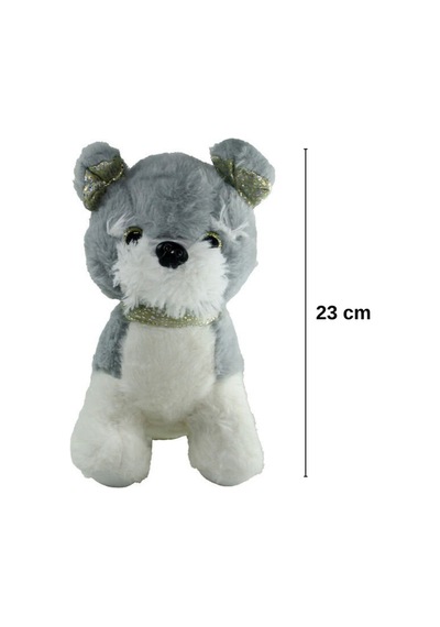 Peluş Köpek Oyuncak - 23 Cm Pullu Detaylı Uyku Ve Oyun Arkadaşı Füme