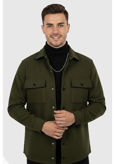 Deepsea Erkek Haki Çıtçıtlı Kaşe Ceket Mont 2500559 Haki
