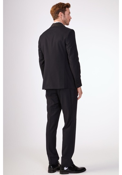 Dufy Siyah Erkek Slim Fit Mono Yaka Smokin Takım - 79125 Siyah