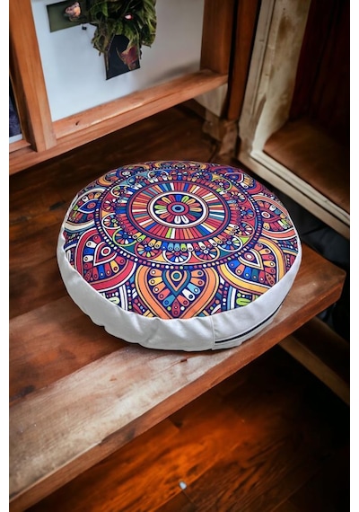 Zafu Karabuğday Dolgulu Meditasyon Minderi Mandala 2024-1m Mor