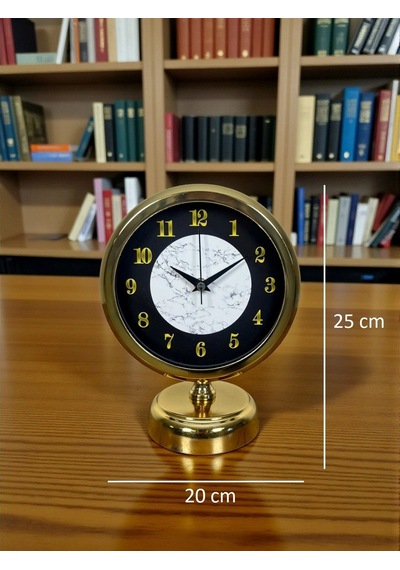 Mermer Işıltısı Gold 25 X 20 Cm Metal Masa Saati Çok Renkli